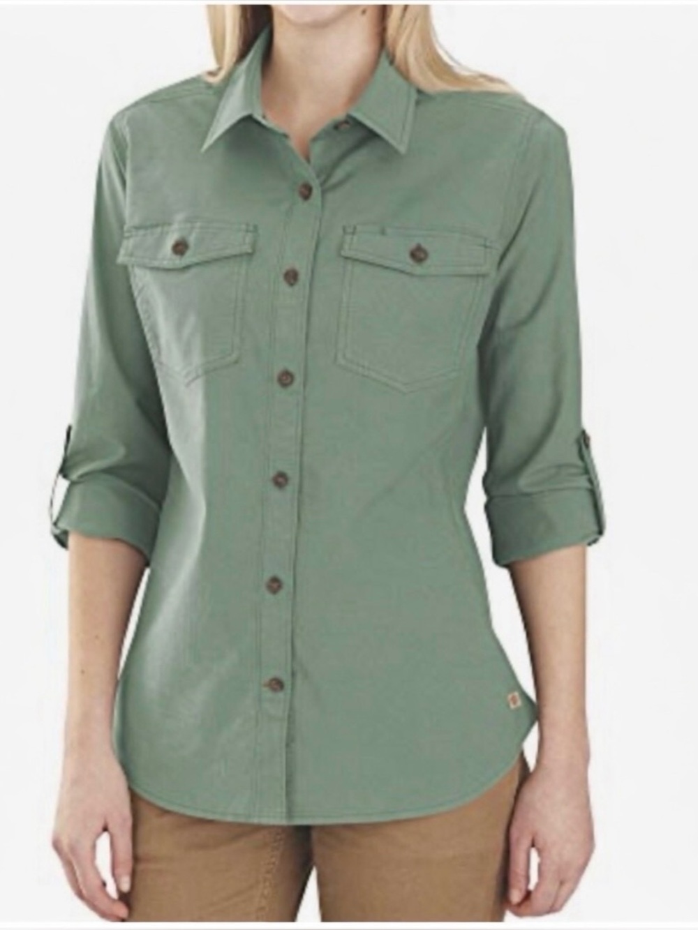 Carhartt Sage Green Solid Rugged Utility Shirt Large